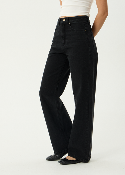 AFENDS Womens Bella - Denim Wide Leg Jean - Washed Black
