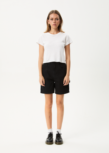 AFENDS Womens Emilie - Denim Workwear Short - Washed Black
