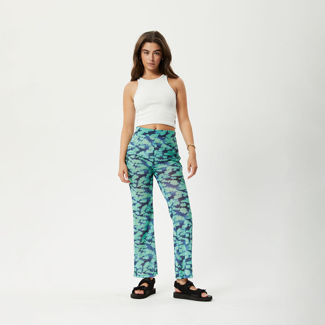 AFENDS Womens Liquid - High Waisted Sheer Pant - Jade Floral