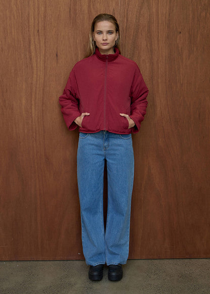 AFENDS Womens Berlin - Reversible Polar Fleece Jacket - Burgundy