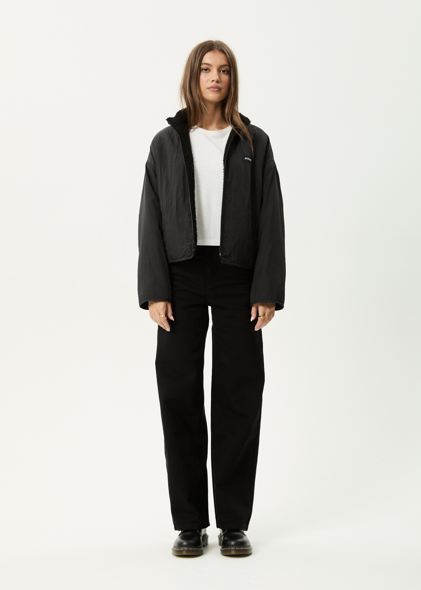 AFENDS Womens Berlin - Reversible Polar Fleece Jacket - Black