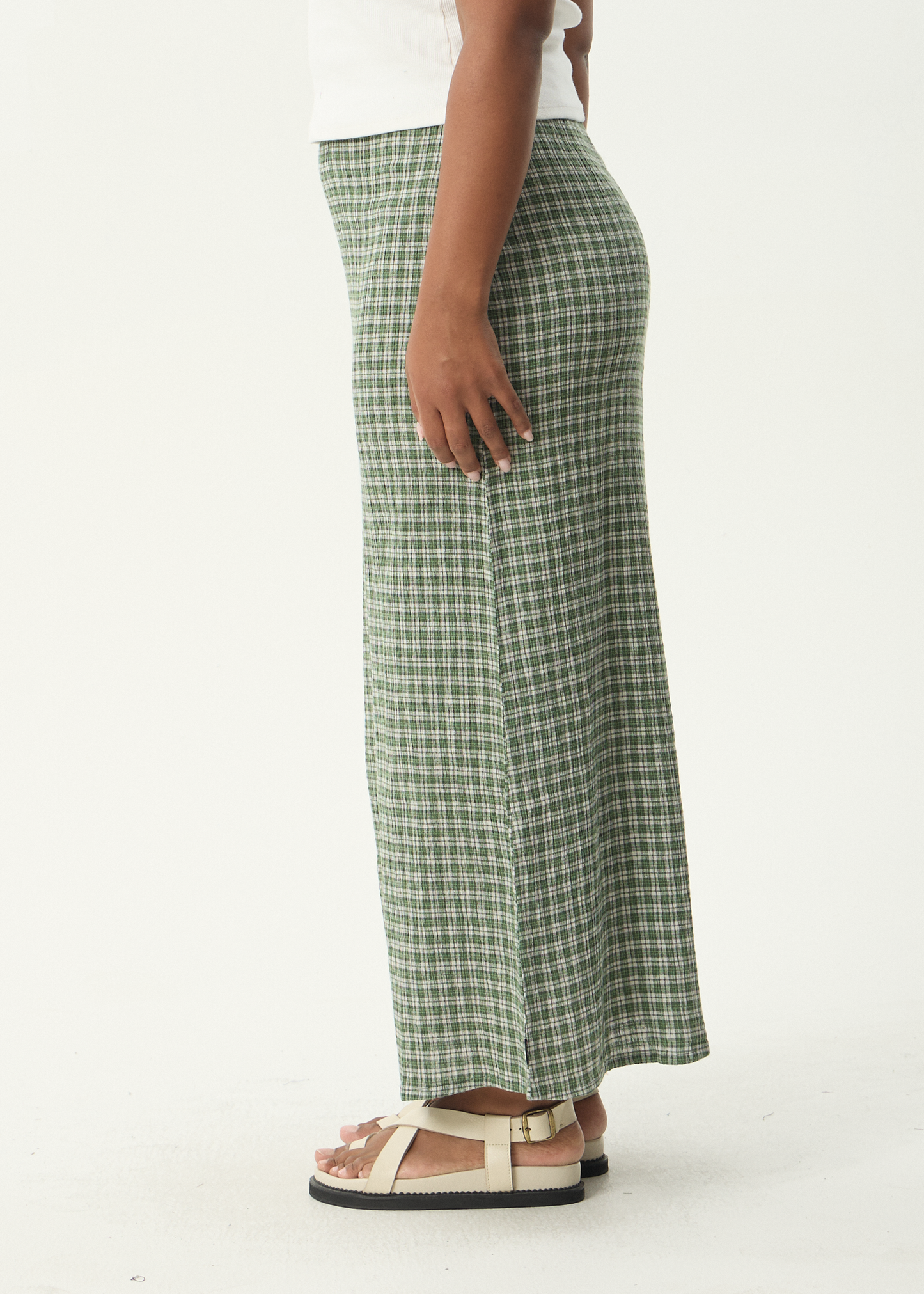 AFENDS Womens Lita - Seersucker Maxi Skirt - Base Deep Green Check