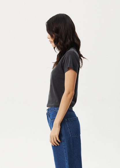 AFENDS Womens Nirvana - Baby Tee - Stone Black