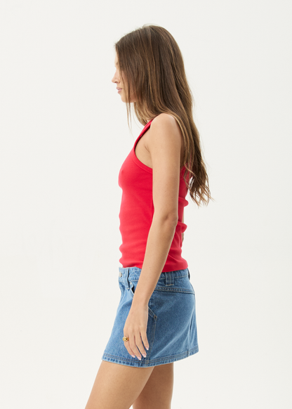 AFENDS Womens Notice - Rib Singlet - Tomato