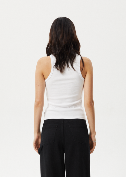 AFENDS Womens Notice - Rib Singlet - White
