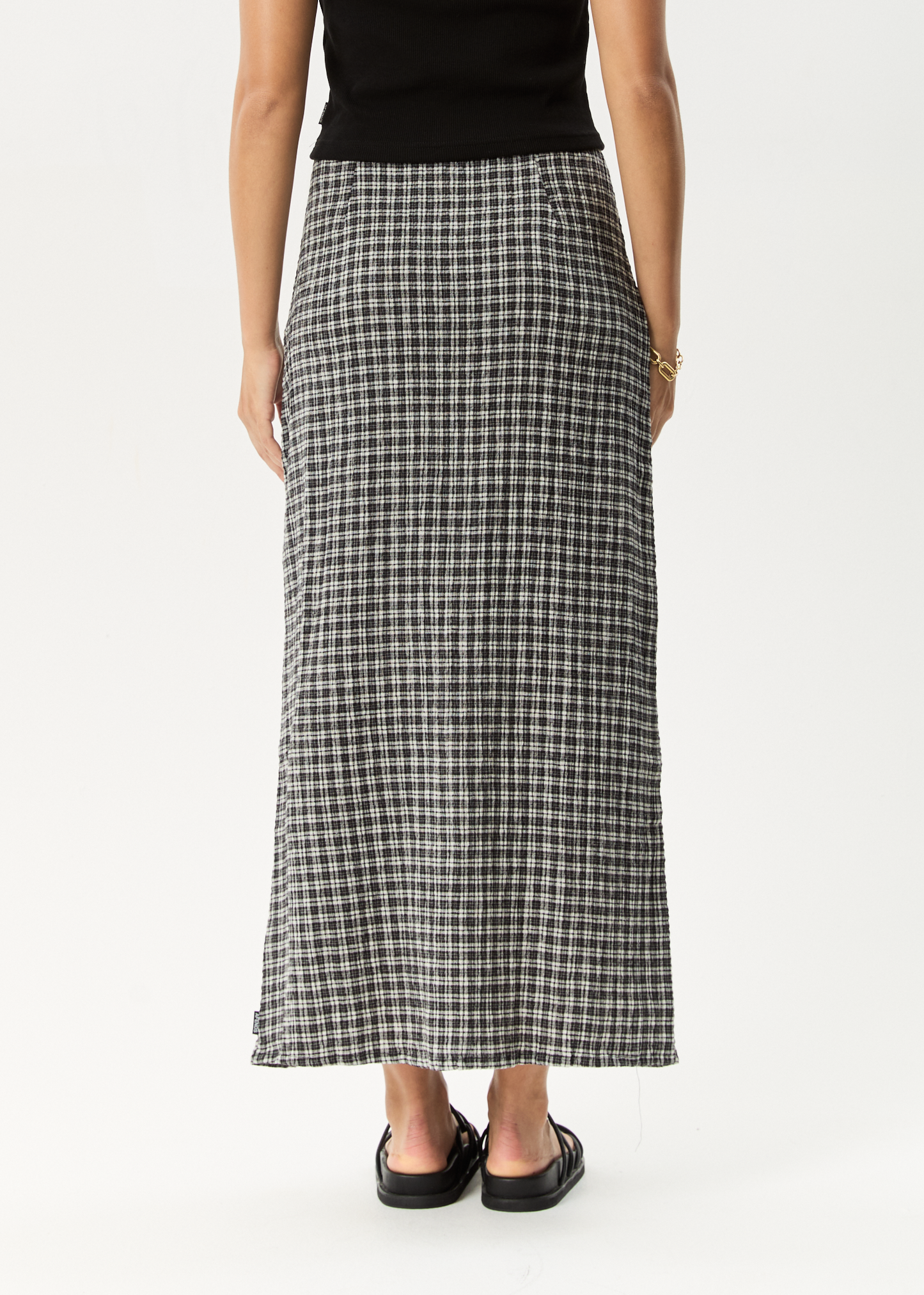 AFENDS Womens Lita - Seersucker Maxi Skirt - Asta Steel Check