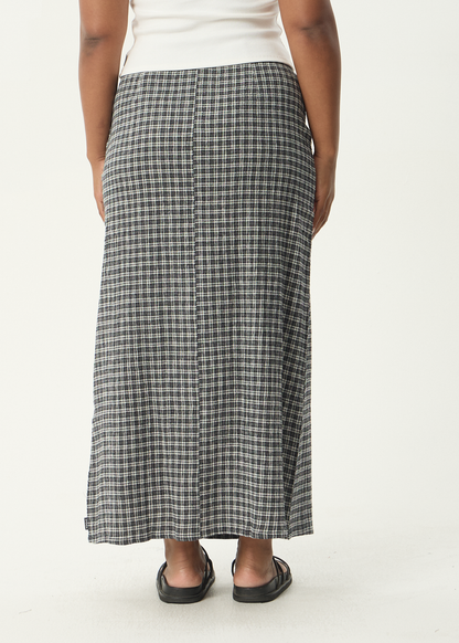 AFENDS Womens Lita - Seersucker Maxi Skirt - Asta Steel Check