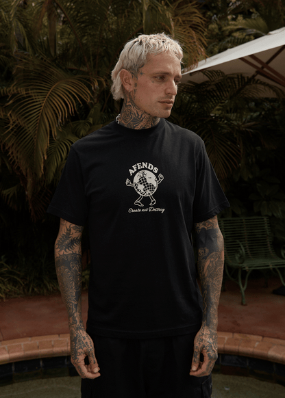 AFENDS Mens Global - Retro Tee - Black