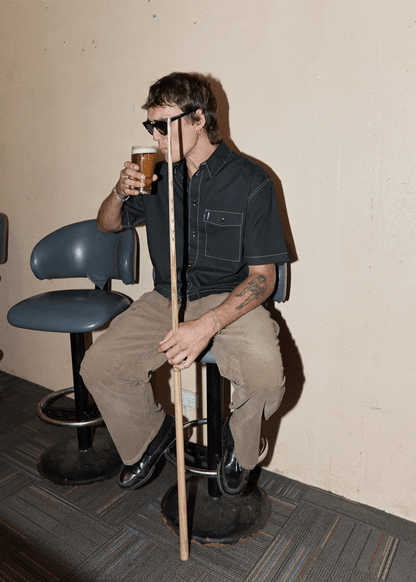 AFENDS Mens Welcome Back - Corduroy Baggy Pant - Fossil