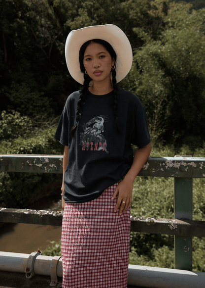 AFENDS Womens Cosmic Cow - Oversized Tee - Stone Black