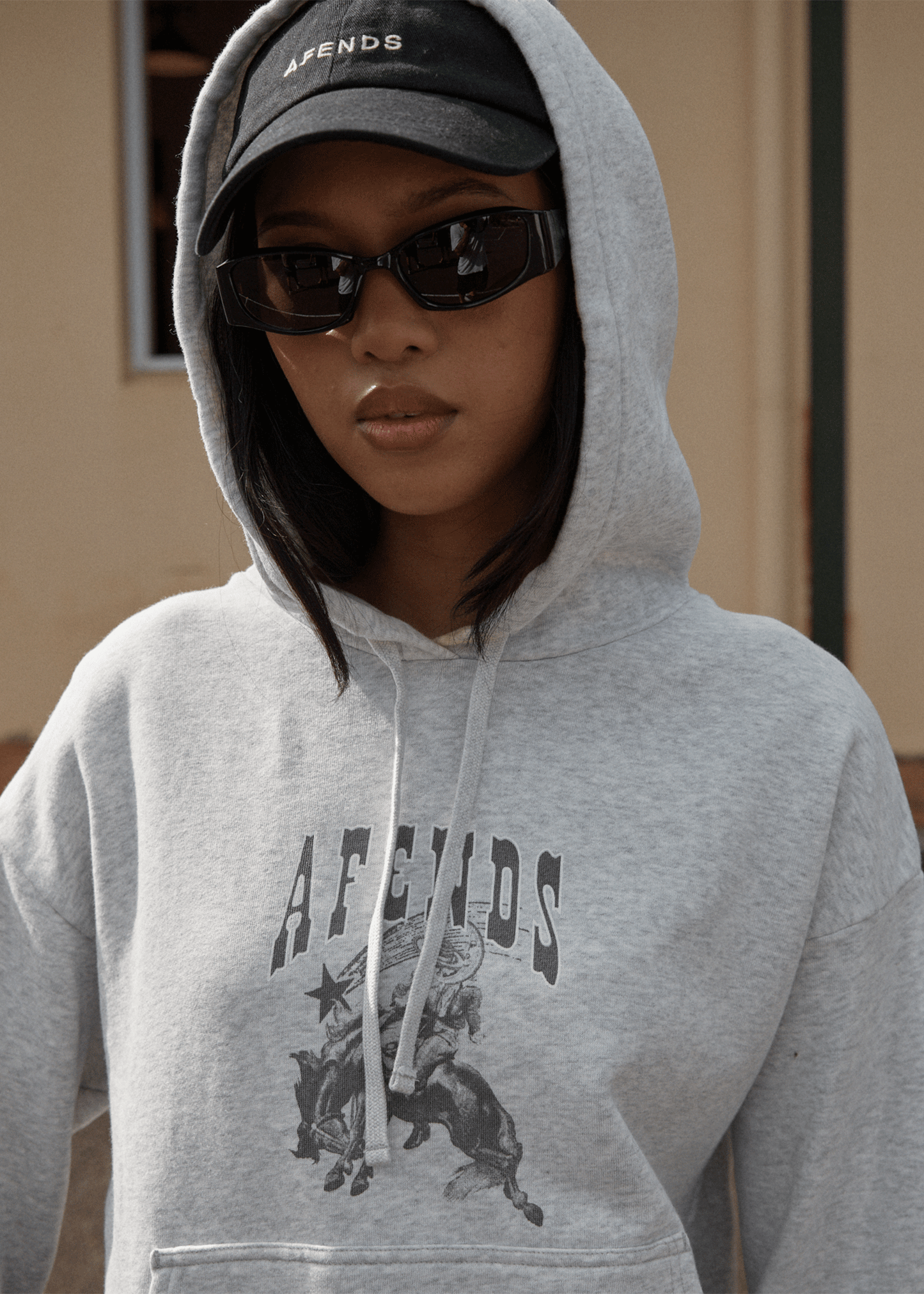 AFENDS Womens Cosmic Cow -  Hoodie - Grey Marle