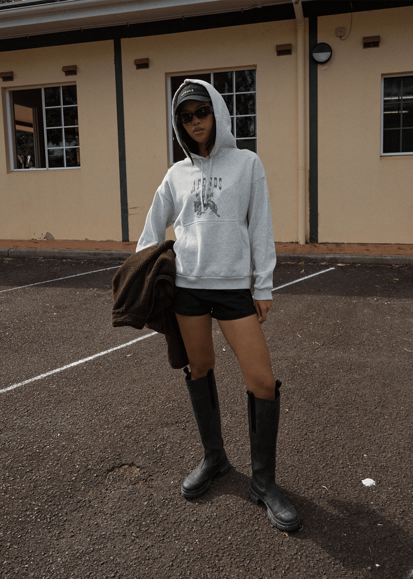 AFENDS Womens Cosmic Cow -  Hoodie - Grey Marle