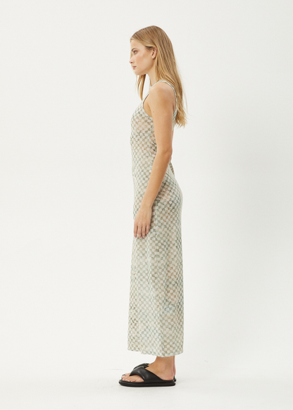 AFENDS Womens Glasshouse - Sheer Maxi Dress - Sand Checker