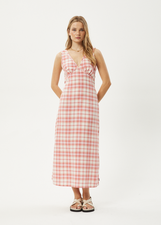 AFENDS Womens Kayla - Check Maxi Dress - Pink Check