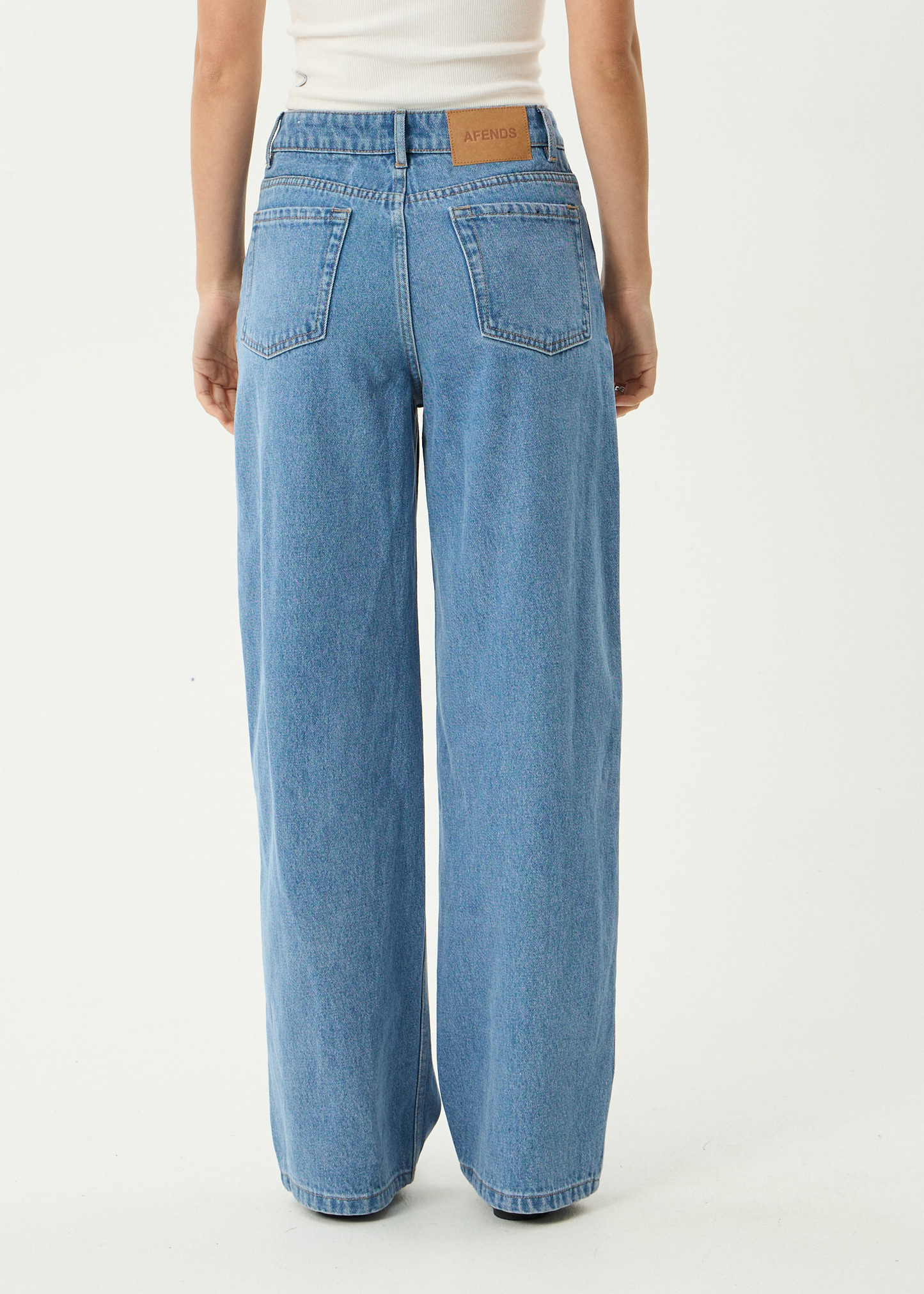 AFENDS Womens Bella - Denim Wide Leg Jean - Worn Blue