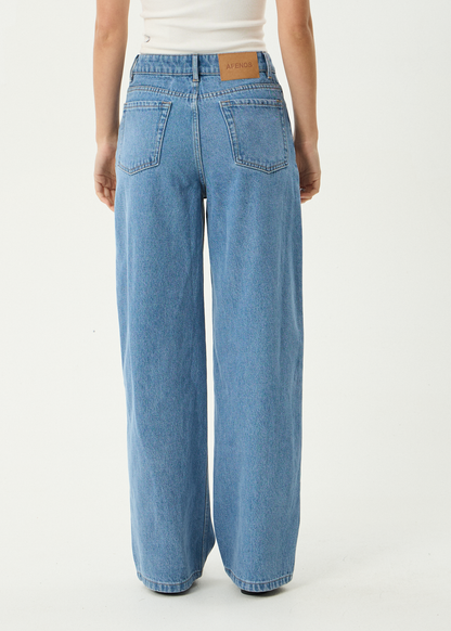 AFENDS Womens Bella - Denim Wide Leg Jean - Worn Blue