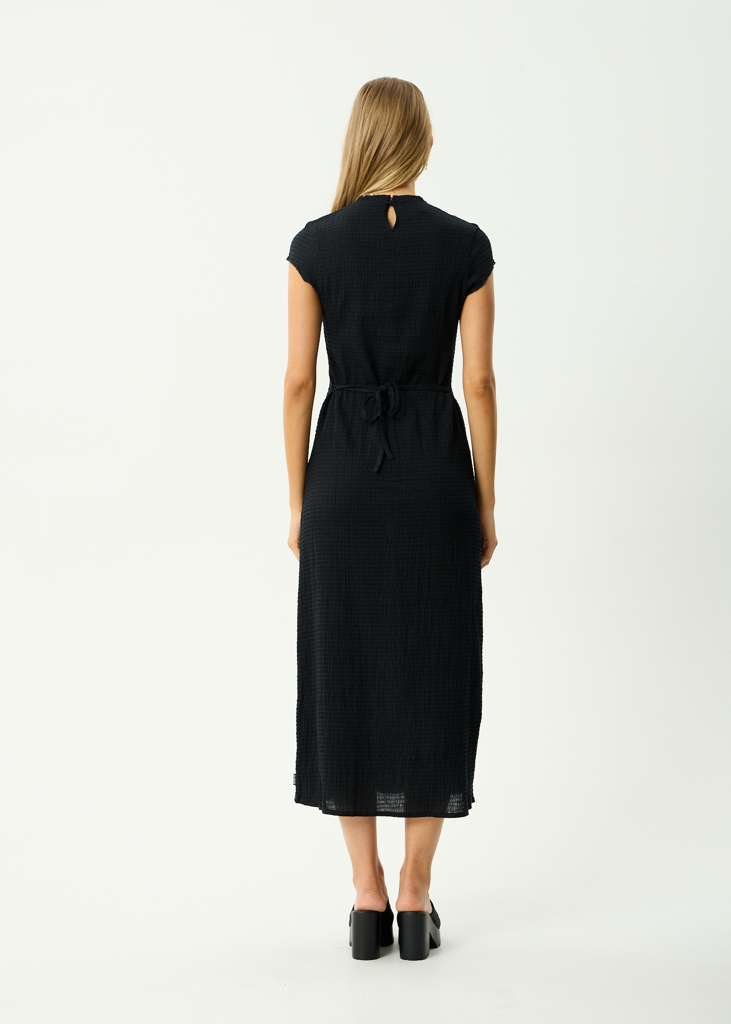 AFENDS Womens Elodie - Seersucker Midi Dress - Black