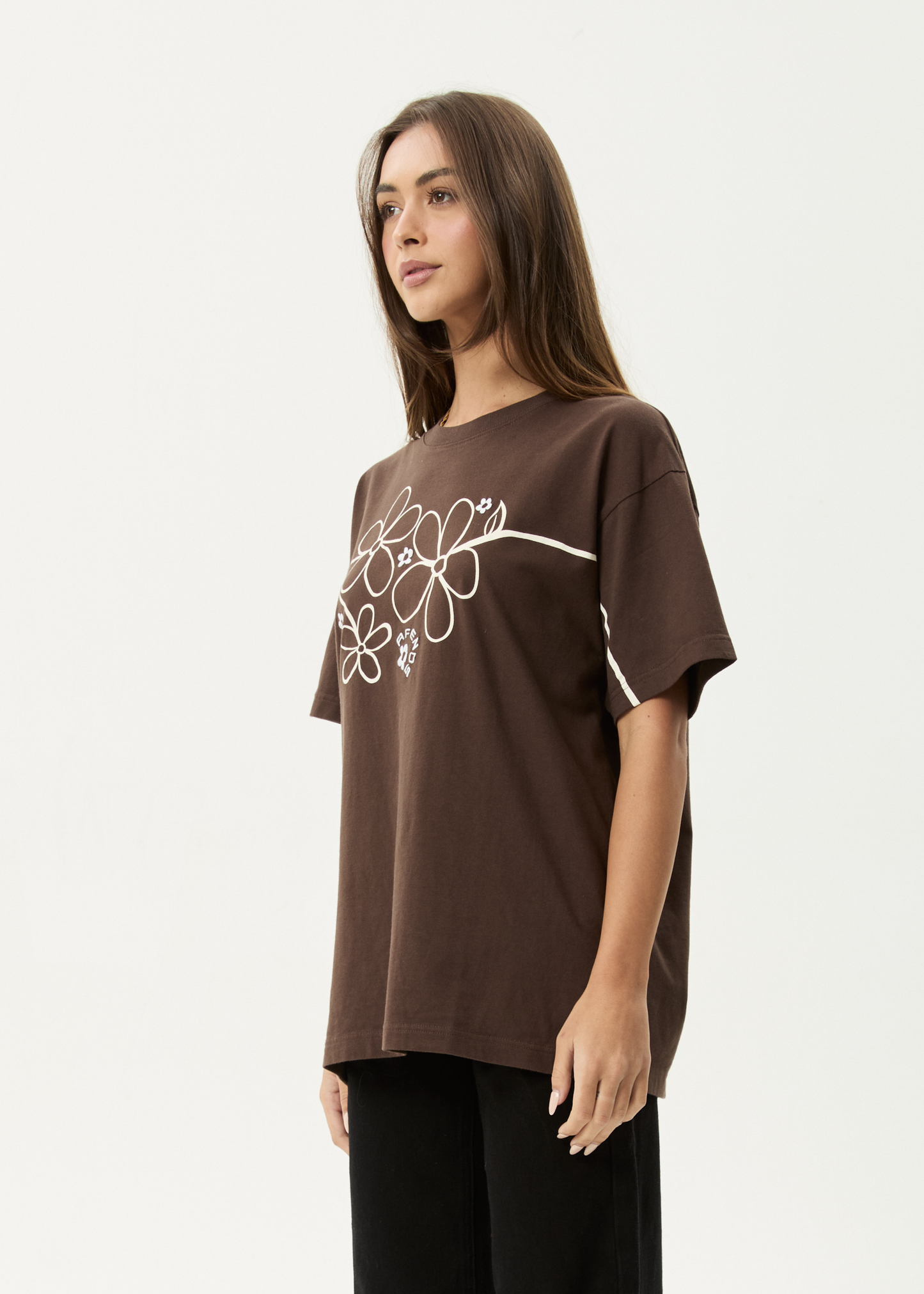 AFENDS Womens Tranquil - Oversized Tee - Coffee