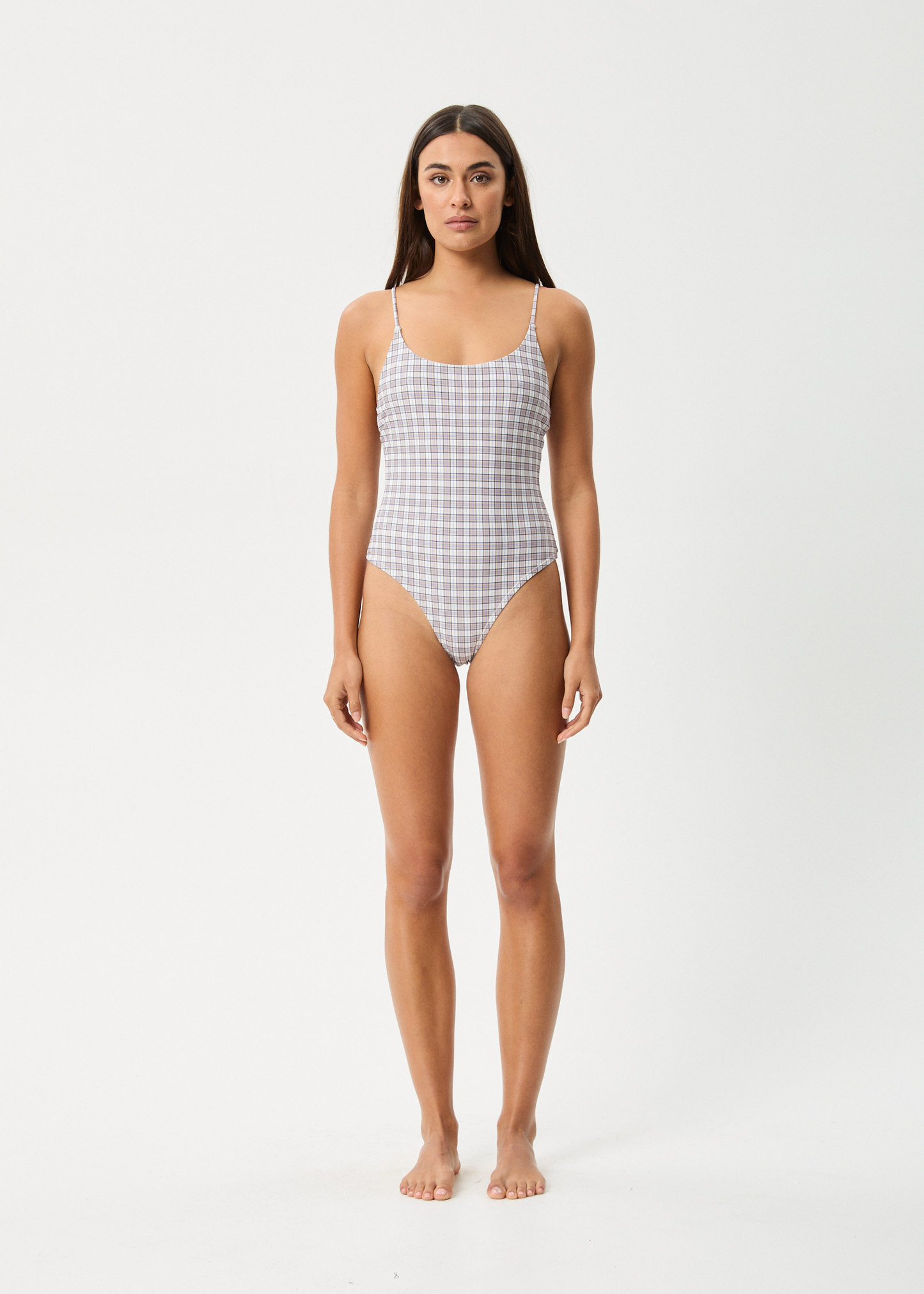 AFENDS Womens Drew Check - One Piece - Taupe Check