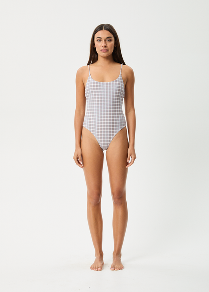 AFENDS Womens Drew Check - One Piece - Taupe Check