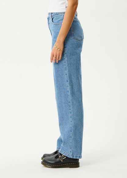AFENDS Womens Leila - Straight Leg Jean - Worn Blue