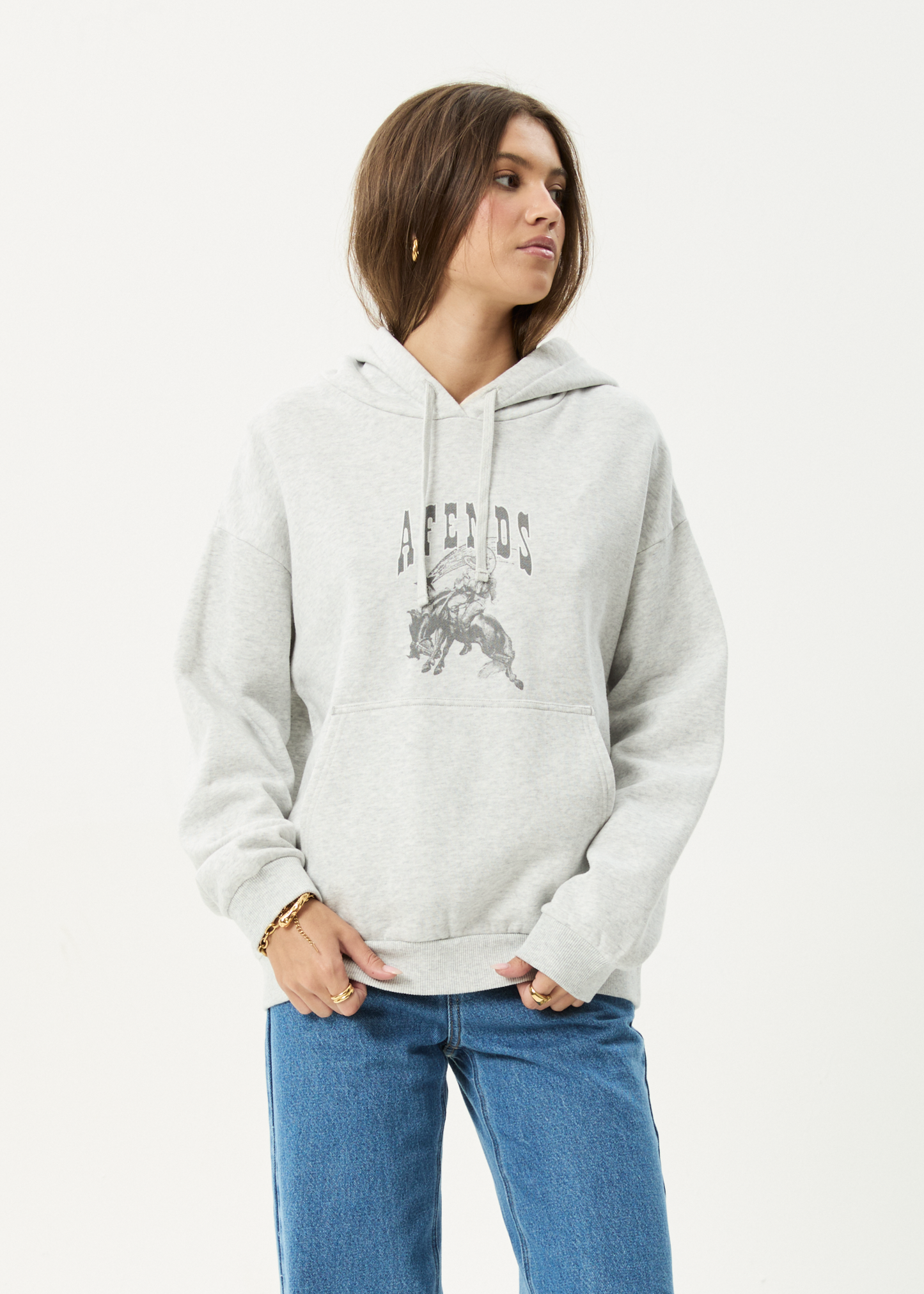 AFENDS Womens Cosmic Cow -  Hoodie - Grey Marle