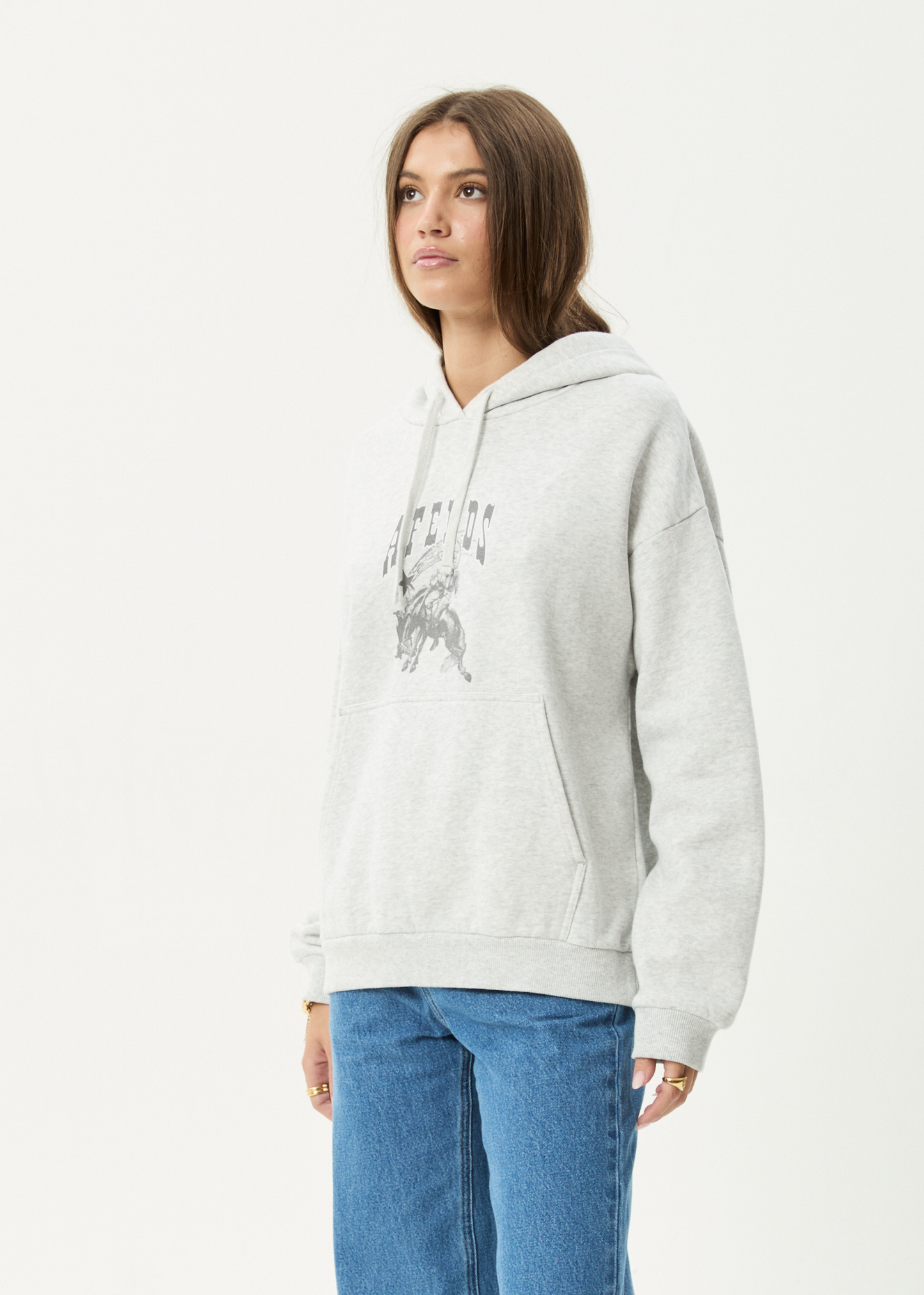 AFENDS Womens Cosmic Cow -  Hoodie - Grey Marle