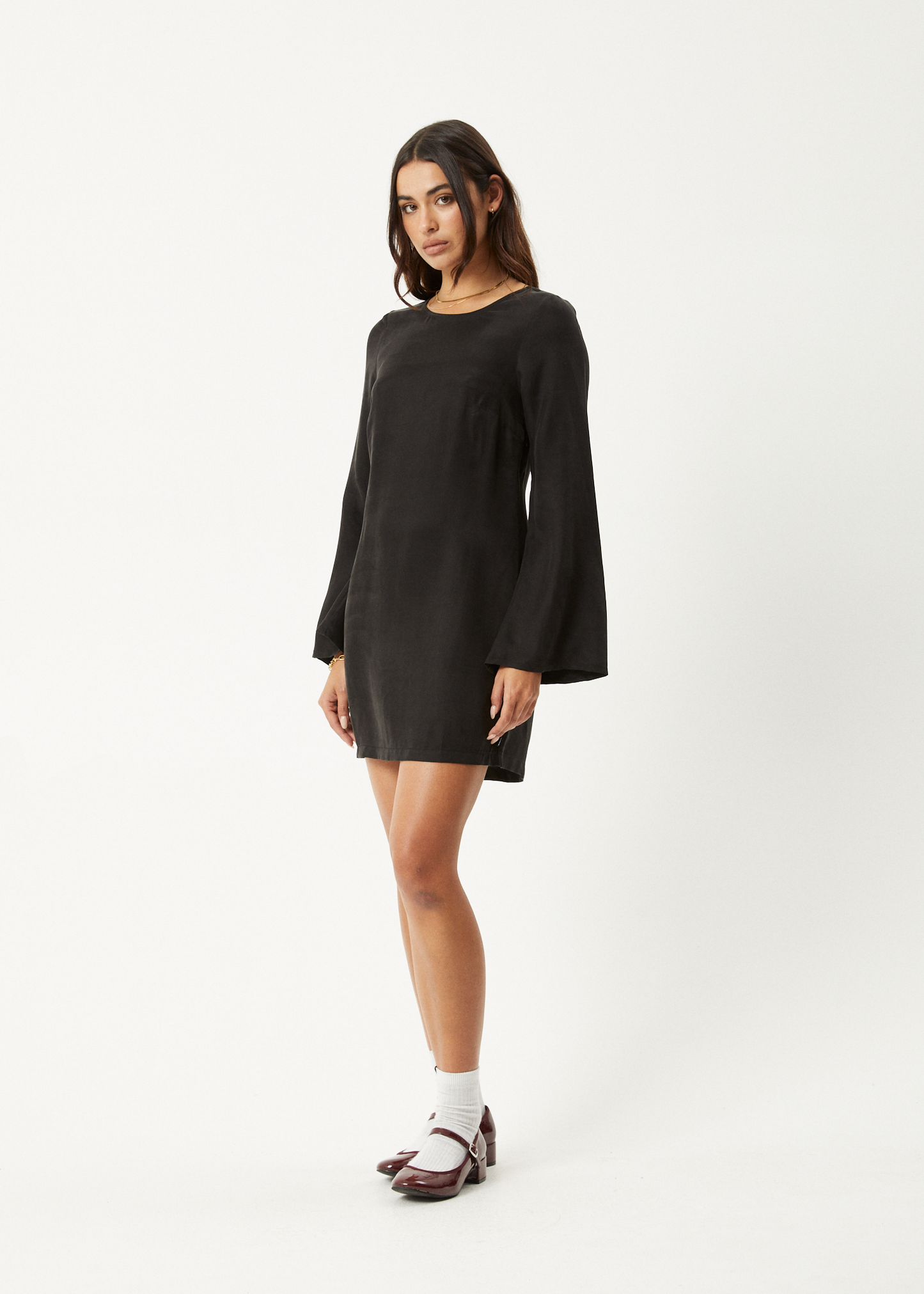 AFENDS Womens Gabriel - Cupro Mini Dress - Black