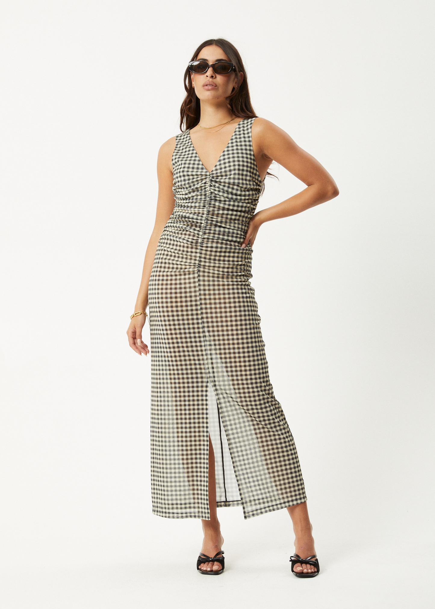 AFENDS Womens Gambet -  Sheer Maxi Dress - Black / Sand