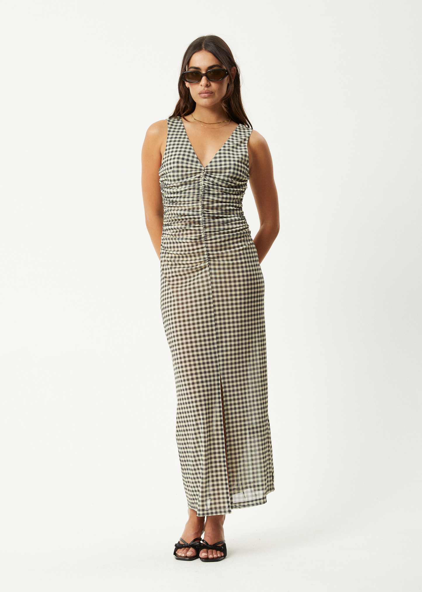 AFENDS Womens Gambet -  Sheer Maxi Dress - Black / Sand