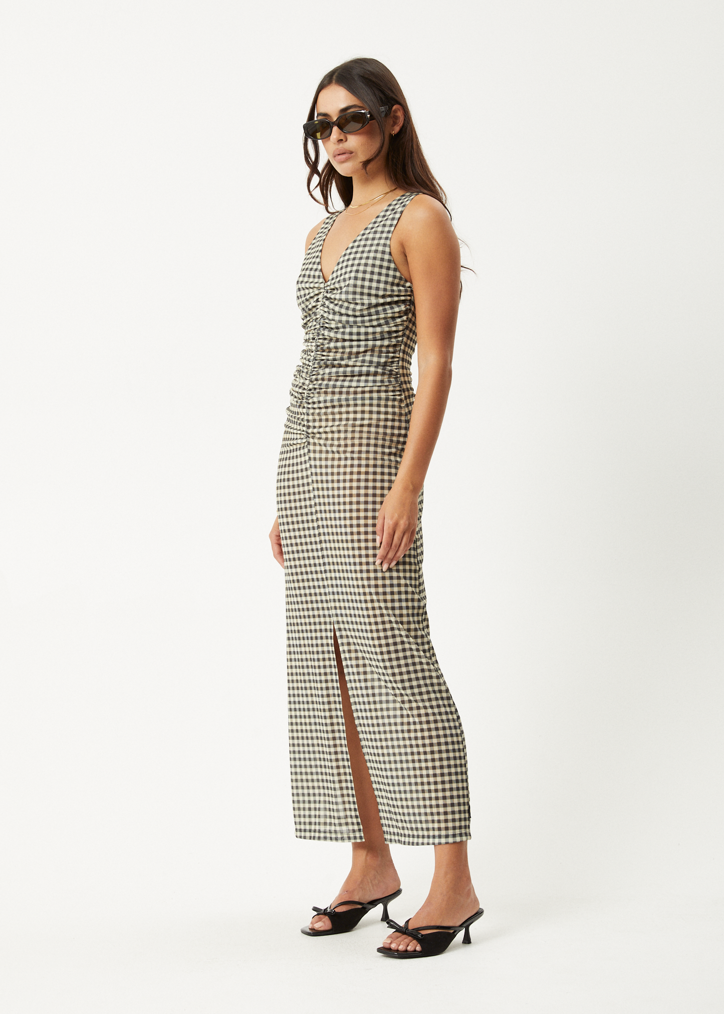 AFENDS Womens Gambet -  Sheer Maxi Dress - Black / Sand