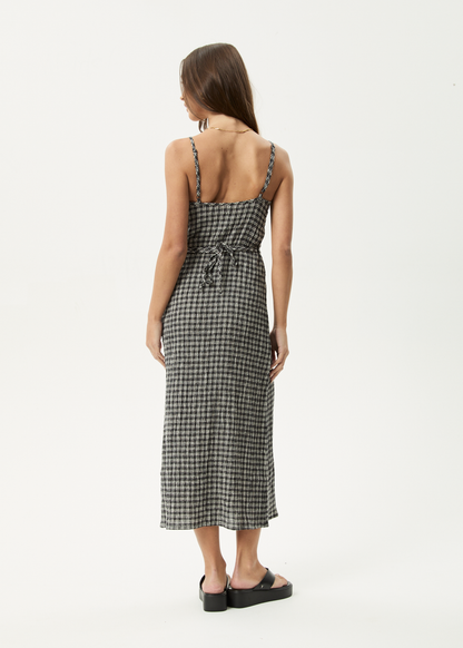 AFENDS Womens Rumi - Seersucker Midi Dress - Steel Check
