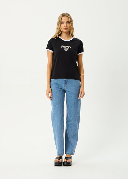 AFENDS Womens Gardening Club - Ringer  Tee - Black