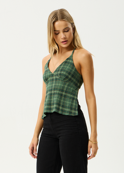 AFENDS Womens Lonnie - Seersucker Strappy Top - Hunter Green