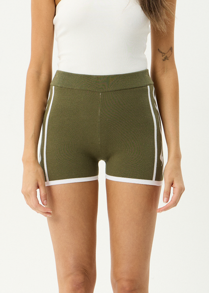 AFENDS Womens Blaze - Knit Short - Deep Olive