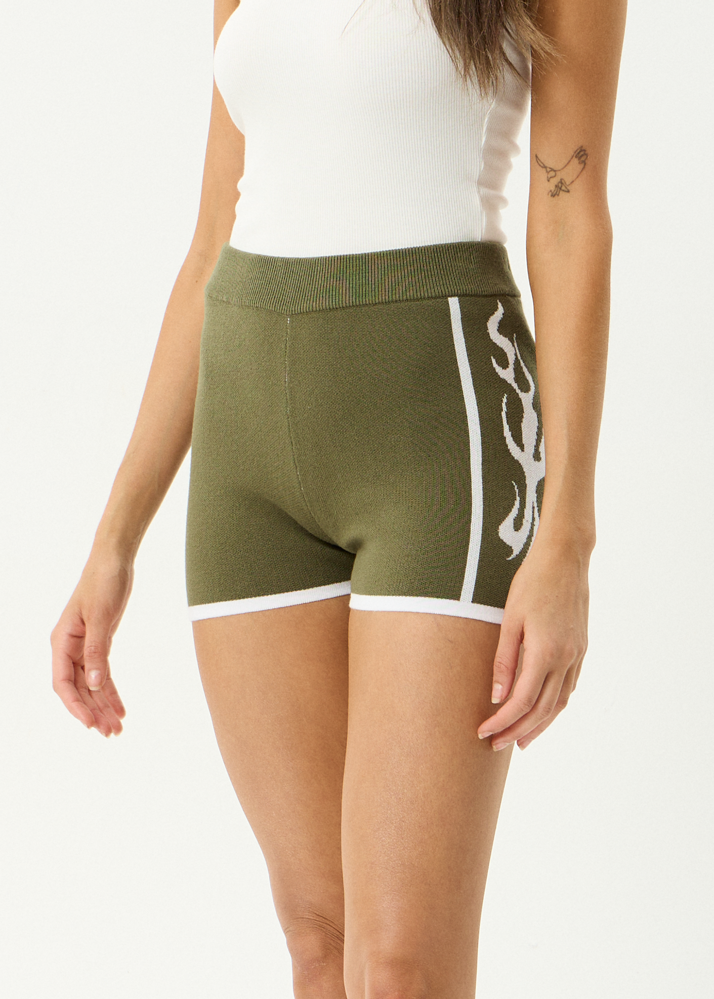 AFENDS Womens Blaze - Knit Short - Deep Olive