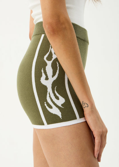 AFENDS Womens Blaze - Knit Short - Deep Olive