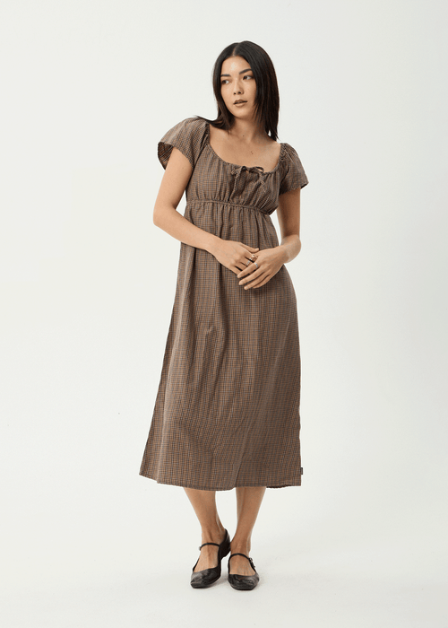 AFENDS Womens Hometown - Midi Dress - Coffee