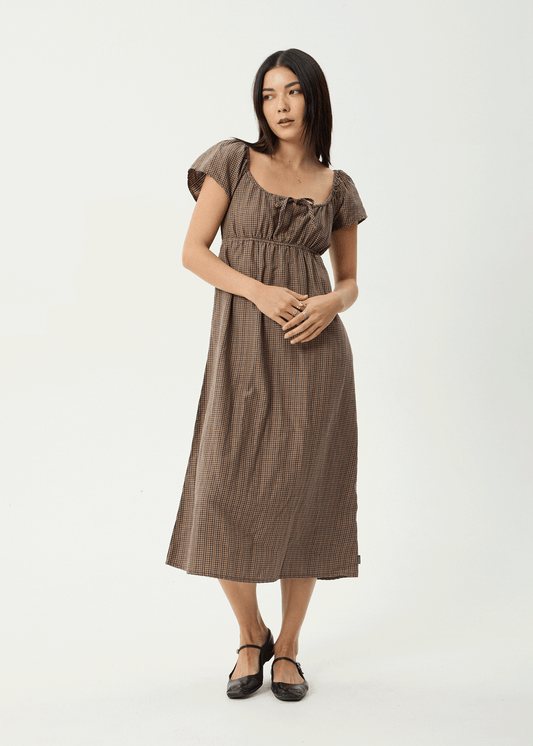 AFENDS Womens Hometown - Midi Dress - Coffee