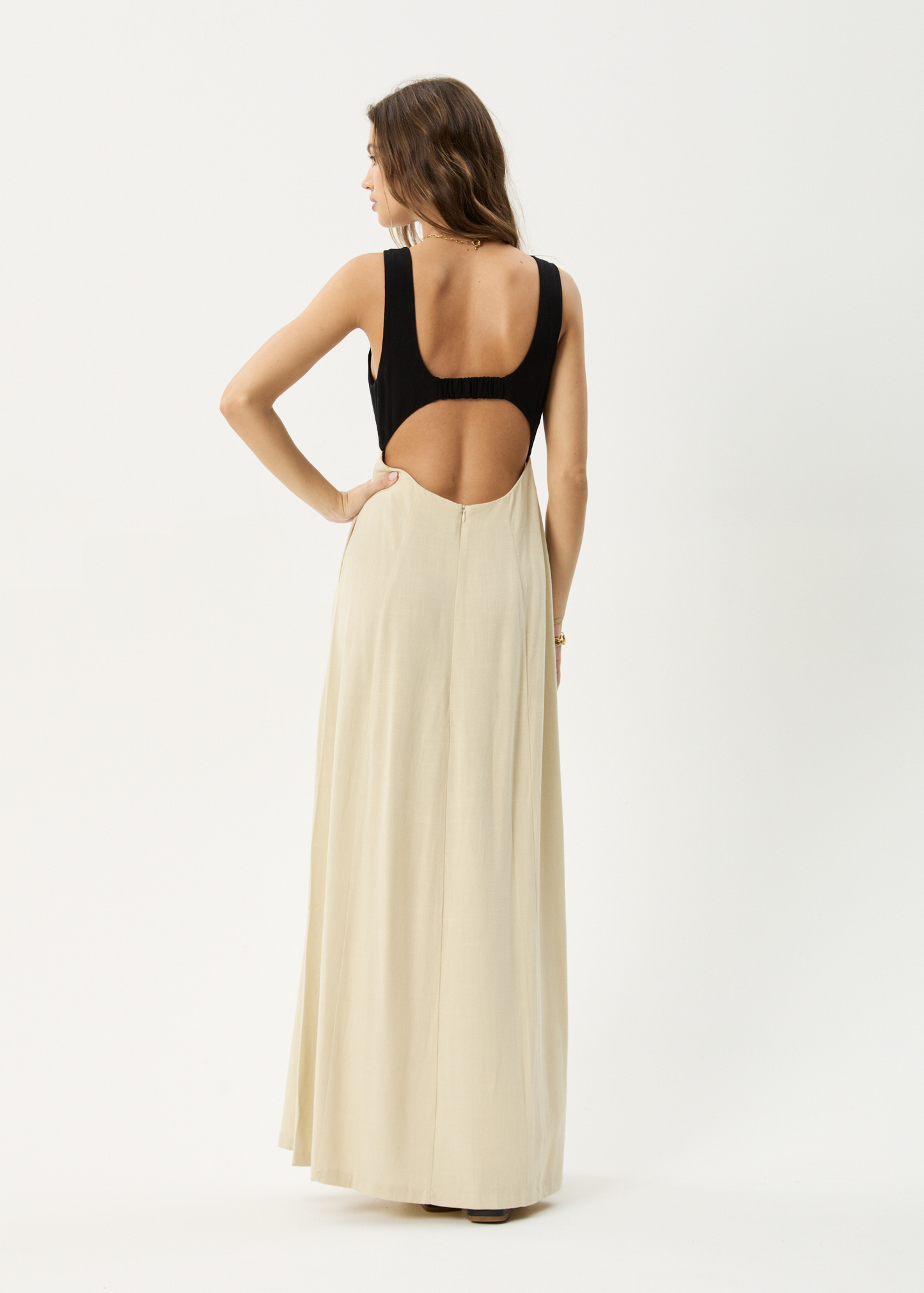 AFENDS Womens Charlotte - Maxi Dress - Biscuit / Black