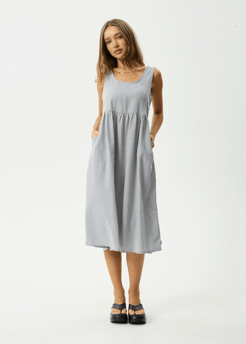 AFENDS Womens Intergalactic - Midi Dress - Navy Stripe