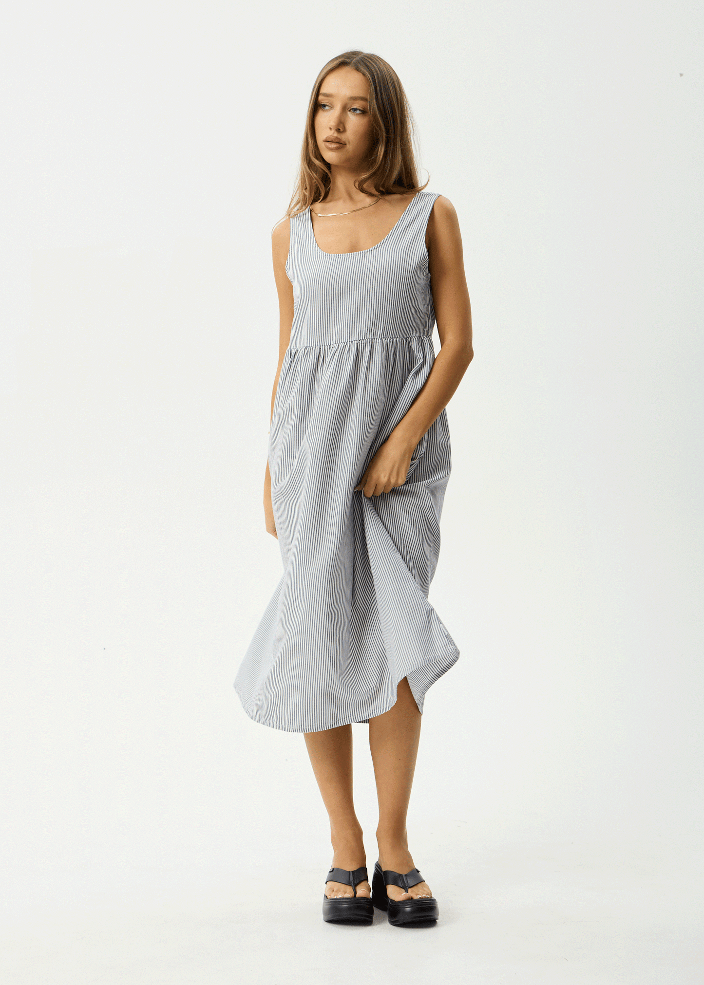 AFENDS Womens Intergalactic - Midi Dress - Navy Stripe