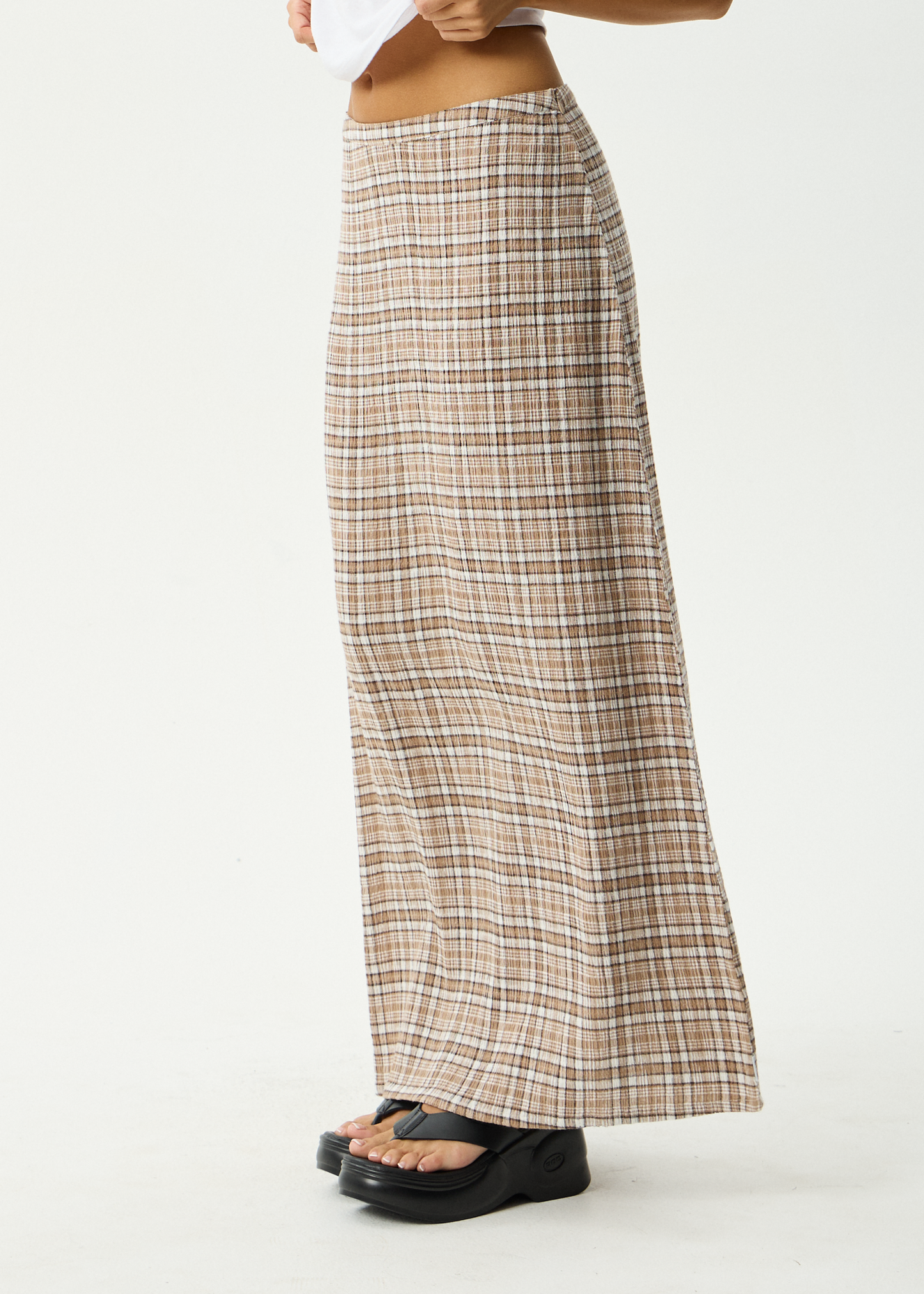 AFENDS Womens Lita - Seersucker Maxi Skirt - Flight Chai Check