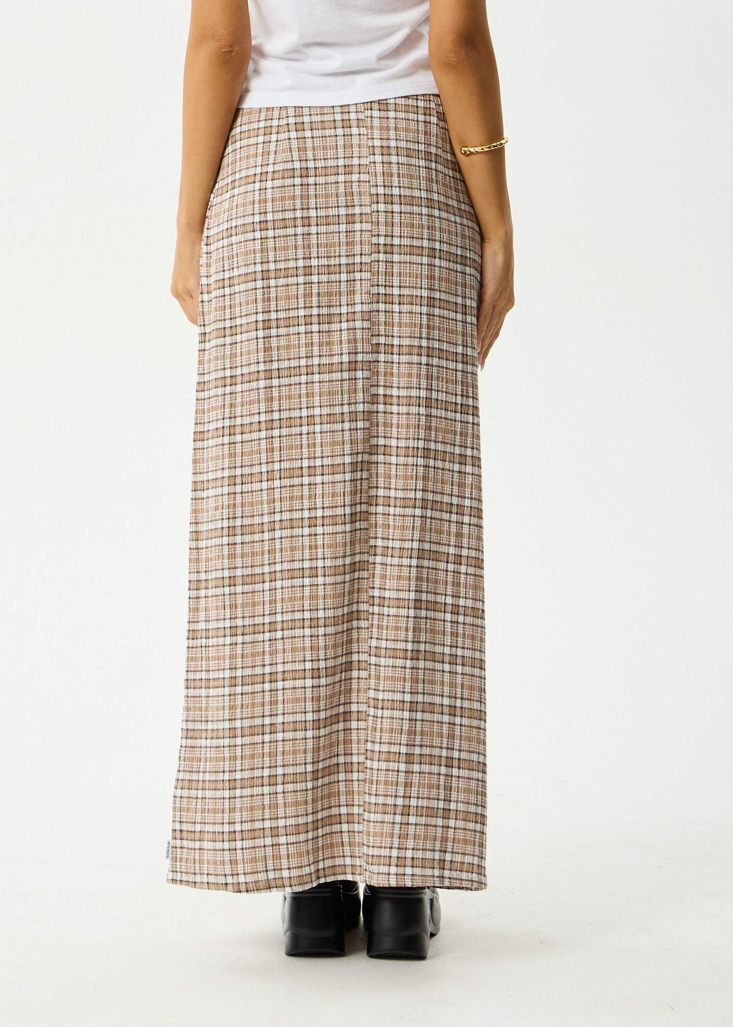 AFENDS Womens Lita - Seersucker Maxi Skirt - Flight Chai Check