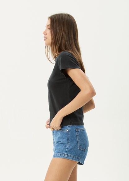 AFENDS Womens Metamorphosis - Baby Tee - Stone Black