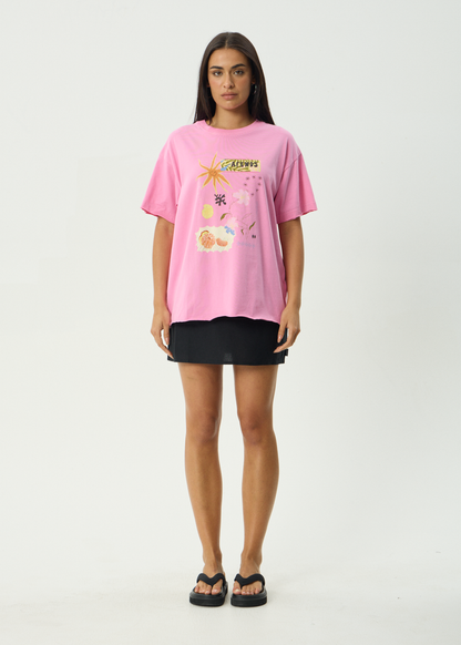 AFENDS Womens Amalfi - Oversized Tee - Pink