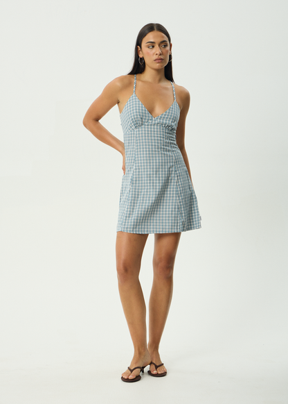 AFENDS Womens Evans - Check Mini Dress - Overcast Check
