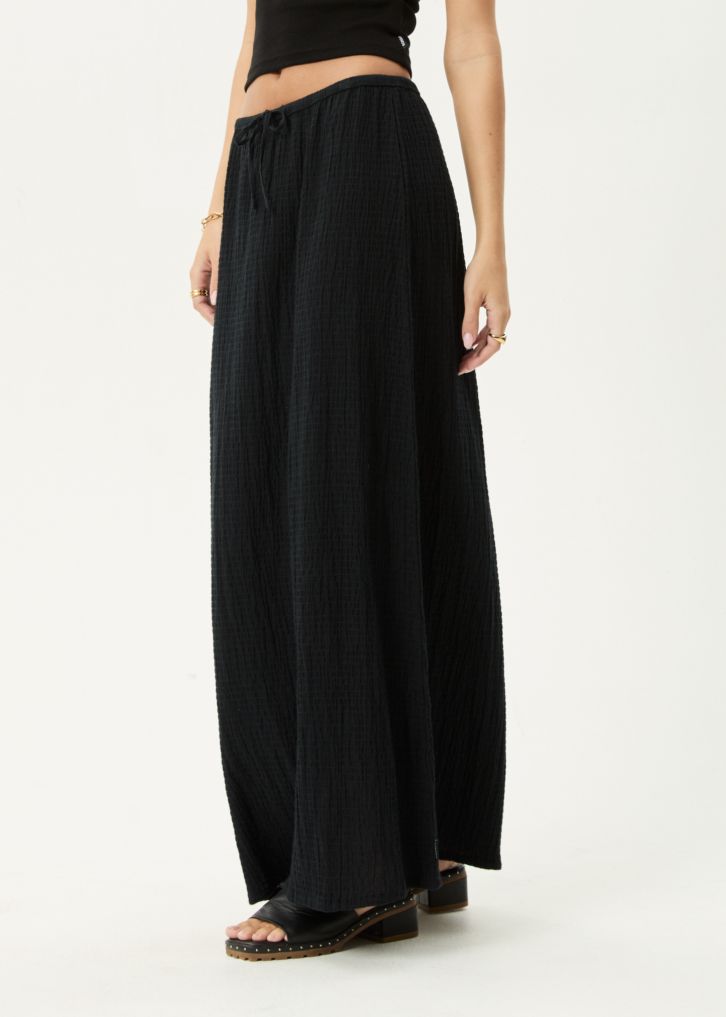 AFENDS Womens Frida - Seersucker Maxi Skirt - Black