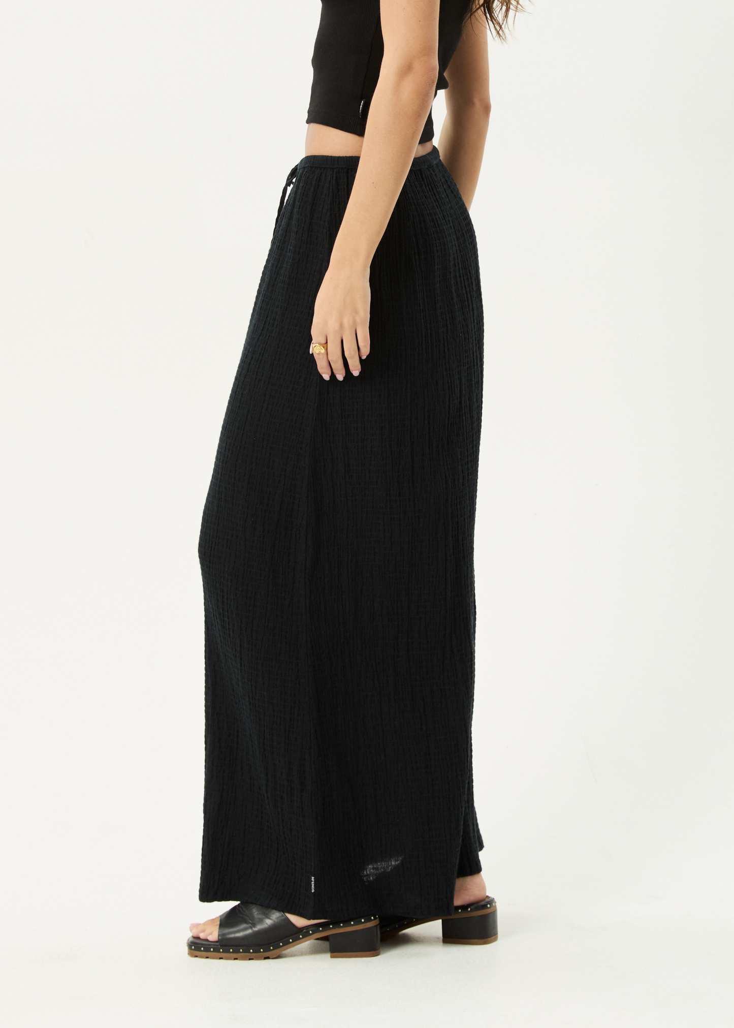 AFENDS Womens Frida - Seersucker Maxi Skirt - Black