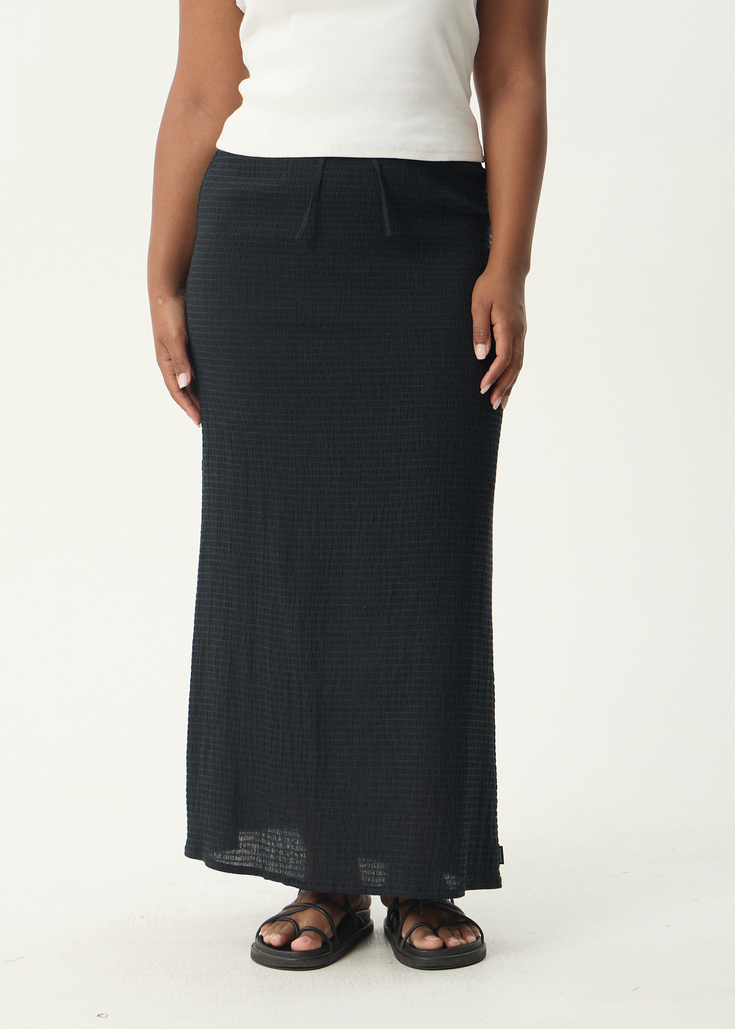 AFENDS Womens Frida - Seersucker Maxi Skirt - Black